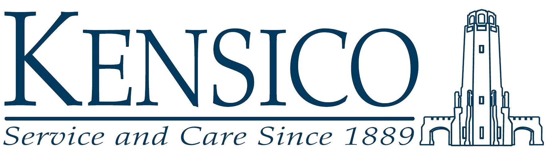 Kensico - Service and Care Since 1889 blue logo